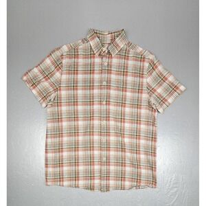 Rowm Button Down Shirt Mens Medium Plaid Multicolor Casual Preppy Short Sleeve